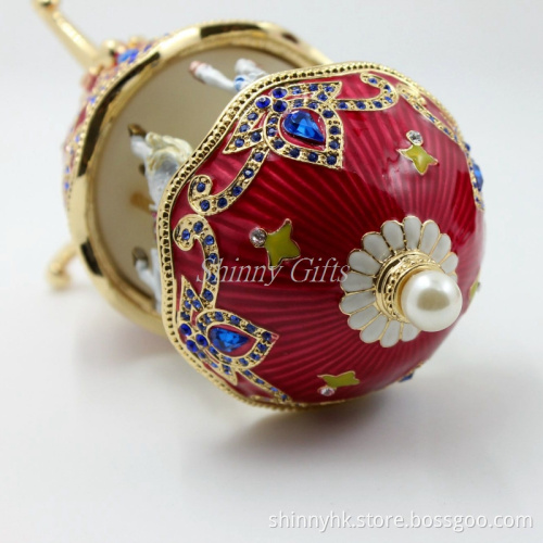 Egg Shape Metal Materials Carousel Music Box for Wedding Gifts